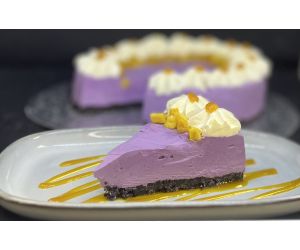 Ube, Mango and Passion Fruit Vegan Cheesecake