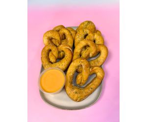 Heart Shaped Pretzels with Nacho Cheese Sauce