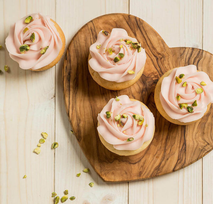 Vegan Rosewater & Pistachio Cupcakes using Macphie Vegan Cake Mix