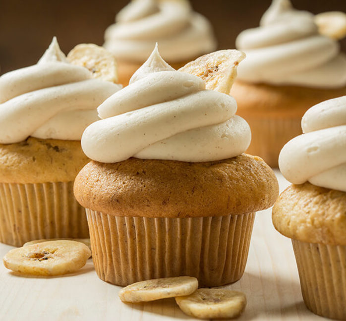 Vegan Banana Muffins with Cinnamon Frosting using Macphie Vegan Cake Mix